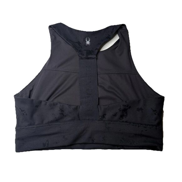 Spyder Bra Workout Activewear Support Lightweight Racerback Black Pattern Sz L - Picture 3 of 5